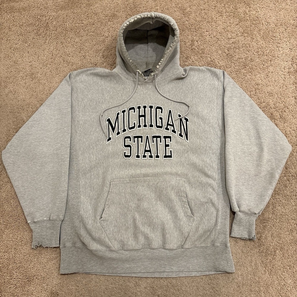 Vintage 90s Michigan State Reverse Weave Steve & Berrys Men's XL  Gray Hoodie